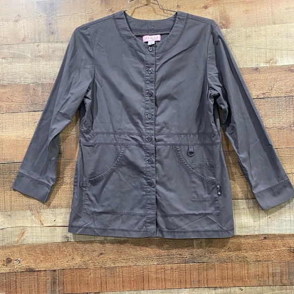 Koi Gray Tailored Scrub Jacket Size Medium - Picture 1 of 5